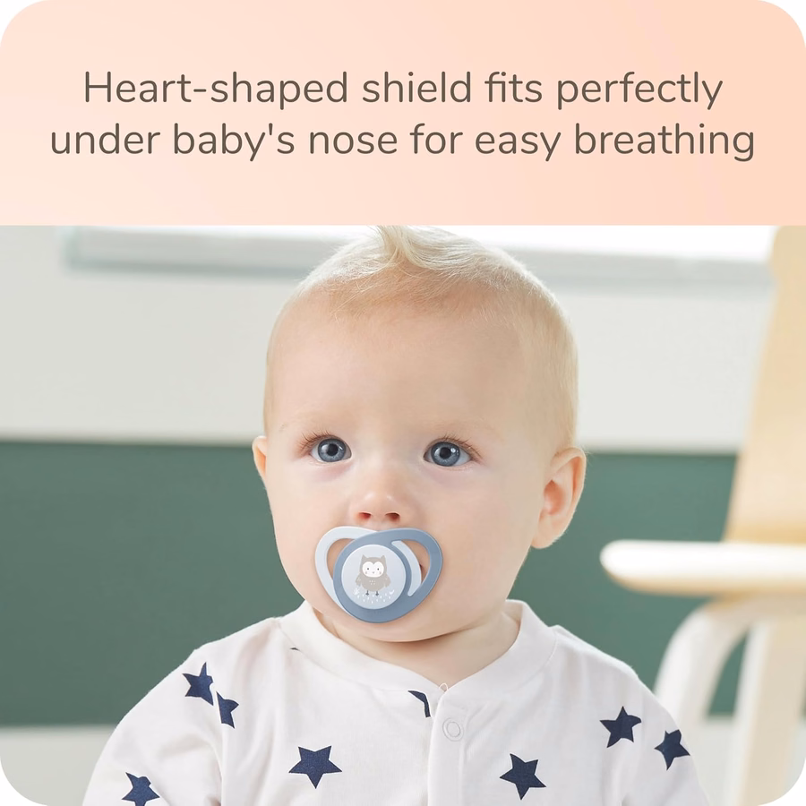 NUK Glow-in-the-Dark Orthodontic Pacifier with Heart-Shaped Shield, BPA-Free, fits 18-36 Months, 4-Pack : Health & Household