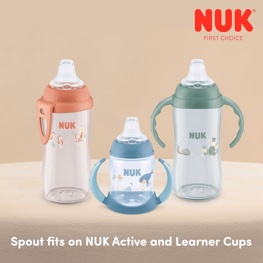 NUK Replacement Silicone Spout for Select NUK Cups, Spill-Proof, Soft Spout, Dishwasher-Safe, BPA-Free, Clear, Pack of 5 : Baby