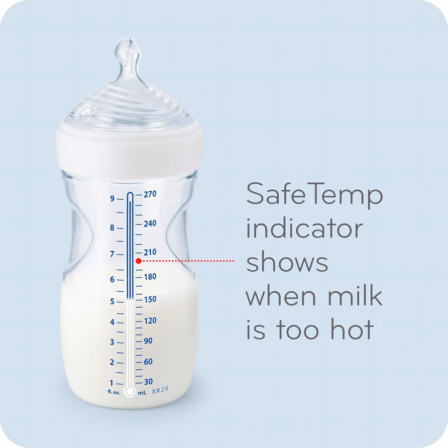 NUK Simply Natural Giftset with SafeTemp and Anti-Colic Vent Bottles for Natural Feeding, Includes 9 Pieces : Baby