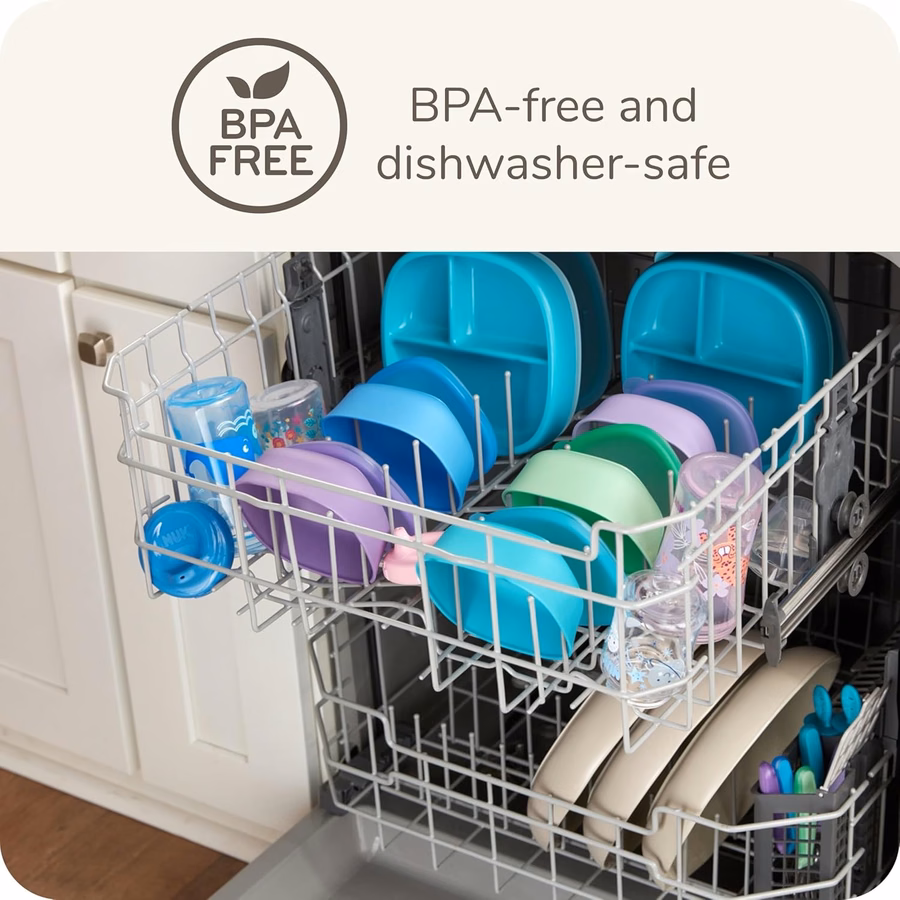 NUK for Nature Suction Bowl and Lid, Leak-Proof Lid, Microwave, Freezer, & Top Rack Dishwasher Safe, BPA-Free : Baby