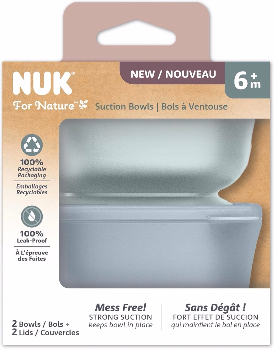 NUK for Nature Suction Bowl and Lid, Leak-Proof Lid, Microwave, Freezer, & Top Rack Dishwasher Safe, BPA-Free : Baby