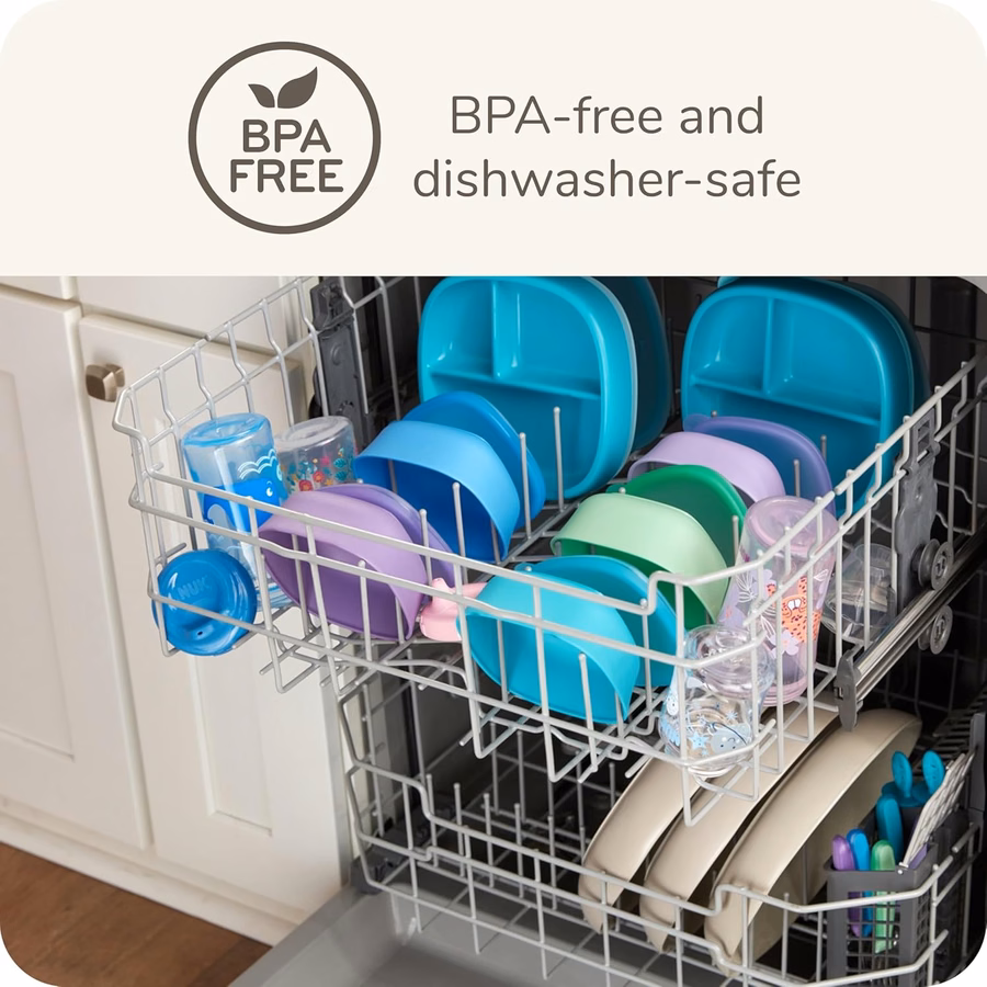 NUK for Nature Suction Plate and Lid, Leak-Proof Lid, Microwave, Freezer, & Top Rack Dishwasher Safe, BPA & Latex-Free, Pack of 1 : Baby