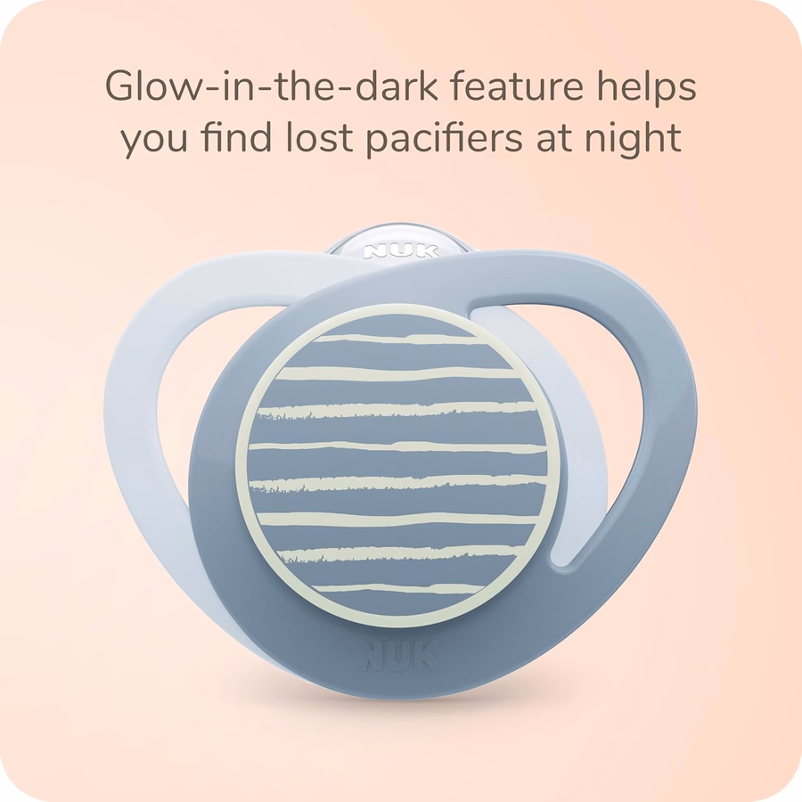 NUK Glow-in-the-Dark Orthodontic Pacifier with Heart-Shaped Shield, BPA-Free, fits 6-18 Months, 4-Pack : Health & Household