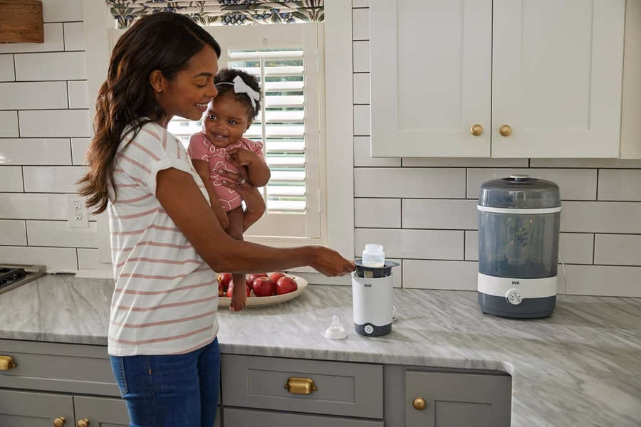 NUK Thermo Express Baby Bottle Warmer - Fast and Gentle Steam Heating, a Portable & Efficient Newborn Essential : Health & Household