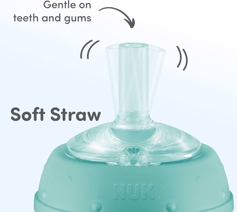 NUK Learner Straw Cup 10oz - Toddler Cup with Soft Straw for Easy Drinking Suitable for Ages 8 Months and Up : Baby