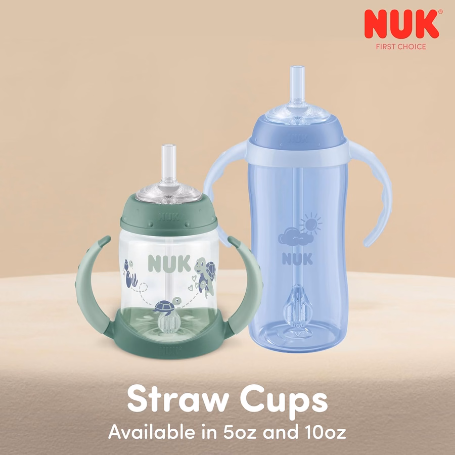 NUK Learner Straw Cup 10oz - Toddler Cup with Soft Straw for Easy Drinking Suitable for Ages 8 Months and Up : Baby