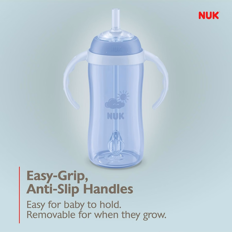 NUK Learner Straw Cup 10oz - Toddler Cup with Soft Straw for Easy Drinking Suitable for Ages 8 Months and Up : Baby