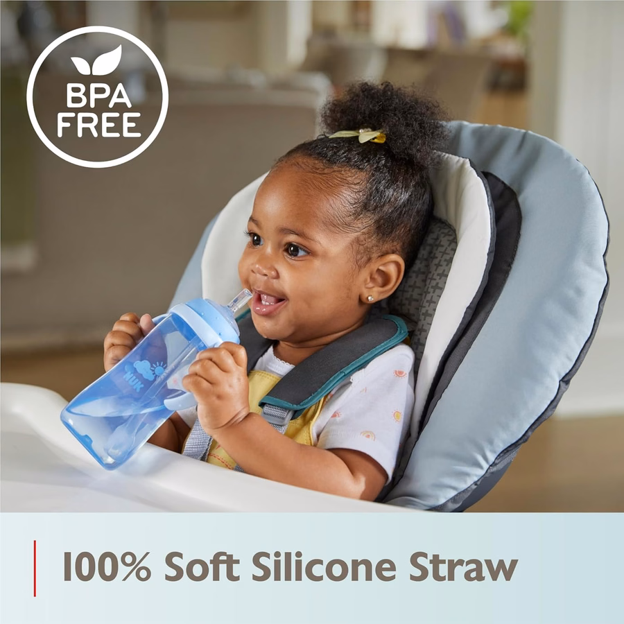 NUK Learner Straw Cup 10oz - Toddler Cup with Soft Straw for Easy Drinking Suitable for Ages 8 Months and Up : Baby