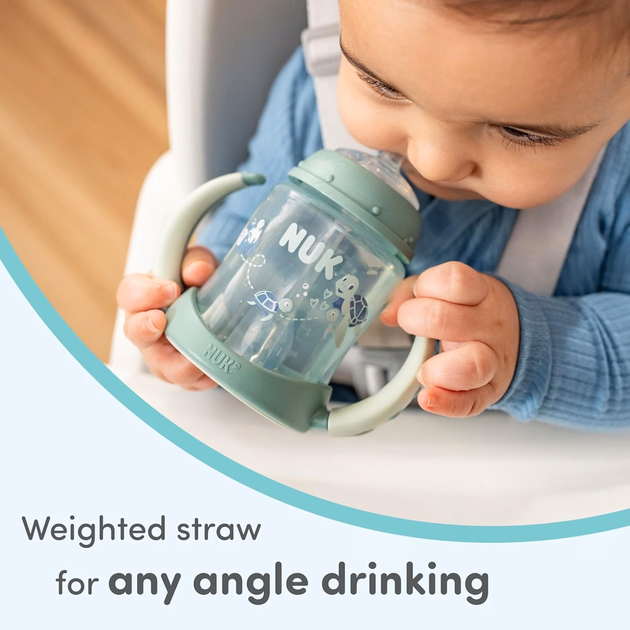 NUK Learner Straw Cup, 5oz, 2-Pack - Toddler Sippy Cup with Soft Straw for Easy Drinking, Suitable for Ages 6 Months and Up, Timeless Collection : Baby