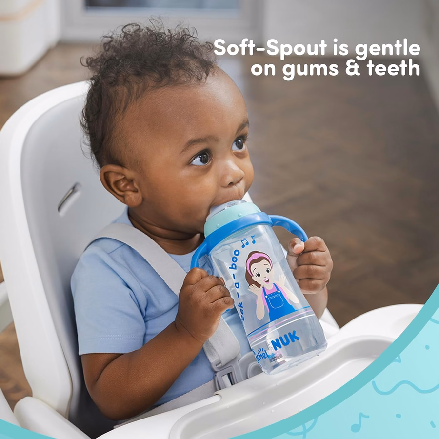 NUK Learner Cup, Ms. Rachel, 10 oz, 8+ Months, 2 pack – Soft Spout, Easy-Grip Handles, BPA Free, Spill Proof Transition Sippy Cup : Baby