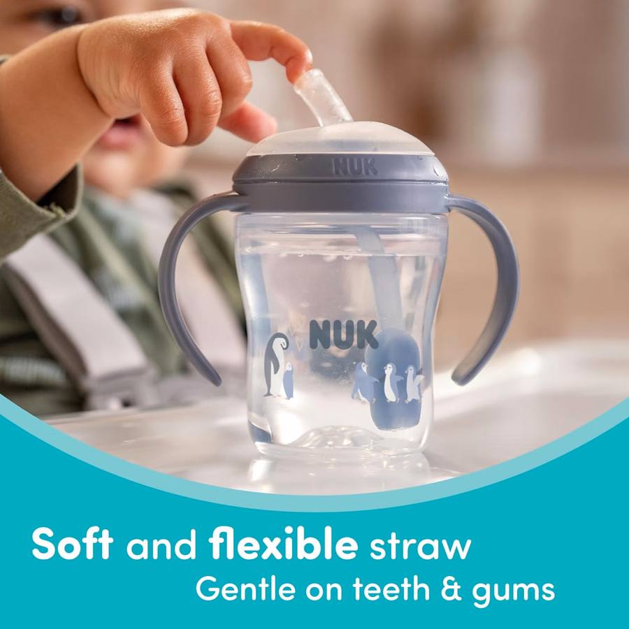 NUK Perfect Match Learner Straw Cup, 8 oz, 2 pack – Soft Straw, Easy-Grip Handles, BPA Free, Spill Proof Transition Sippy Cup : Office Products
