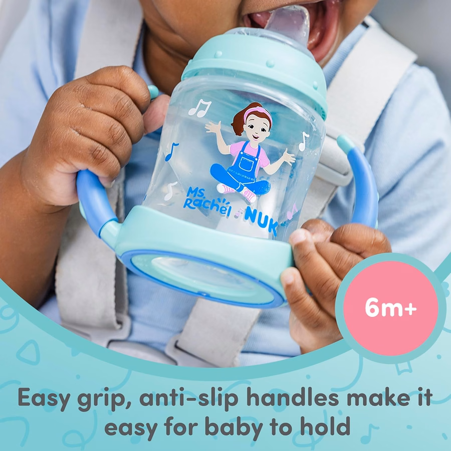 NUK Learner Cup, Ms. Rachel, 5 oz, 6+ Months, 2 Pack – Soft Spout, Easy-Grip Handles, BPA Free, Spill Proof Transition Sippy Cup : Baby