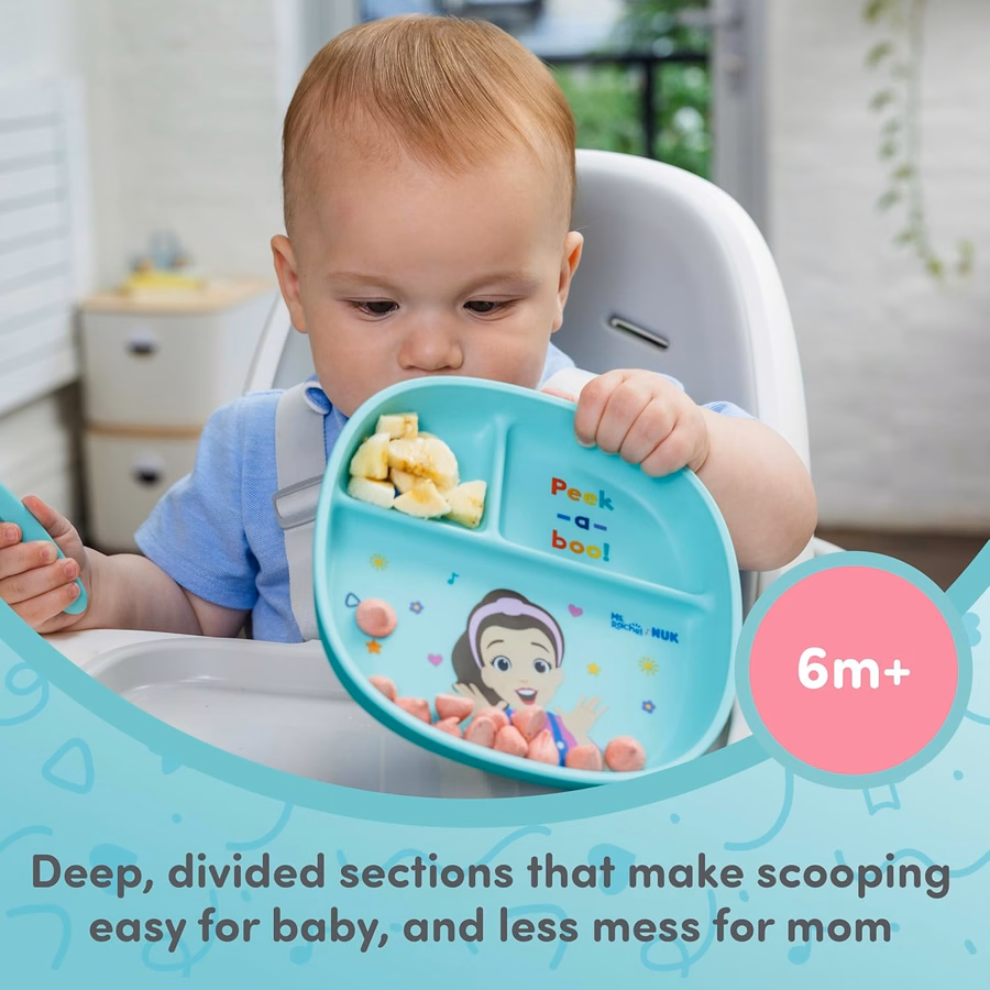 NUK Ms Rachel Tableware Set, Toddler Plate and Bowl, and Toddle Utensils - Fork and Spoon, Kids Dining Set, BPA-Free, Dishwasher-Safe : Baby