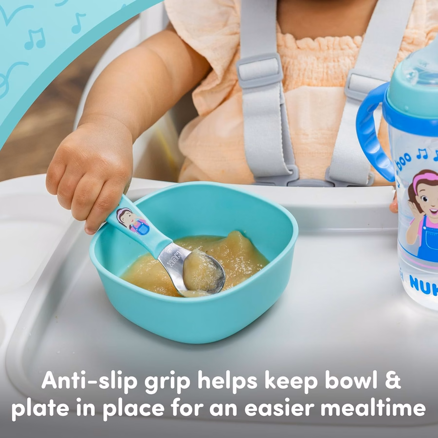 NUK Ms Rachel Tableware Set, Toddler Plate and Bowl, and Toddle Utensils - Fork and Spoon, Kids Dining Set, BPA-Free, Dishwasher-Safe : Baby