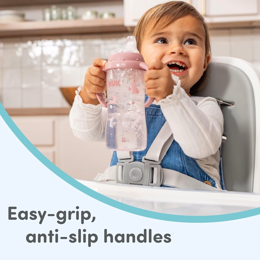 NUK First Choice Large Learner Cup 2.0, 10 oz. Sippy Cup with Handles, Spill Proof, Leak Proof Soft Straw Cup, 2-Pack : Baby