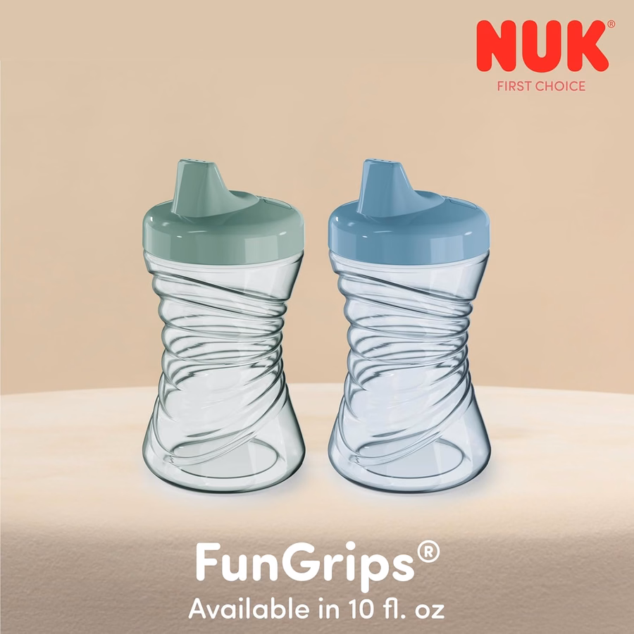 NUK First Choice Fun Grips Hard Spout Straw Cup 2.0, 10 oz. Sippy Cup with Handles, 4-pack : Baby