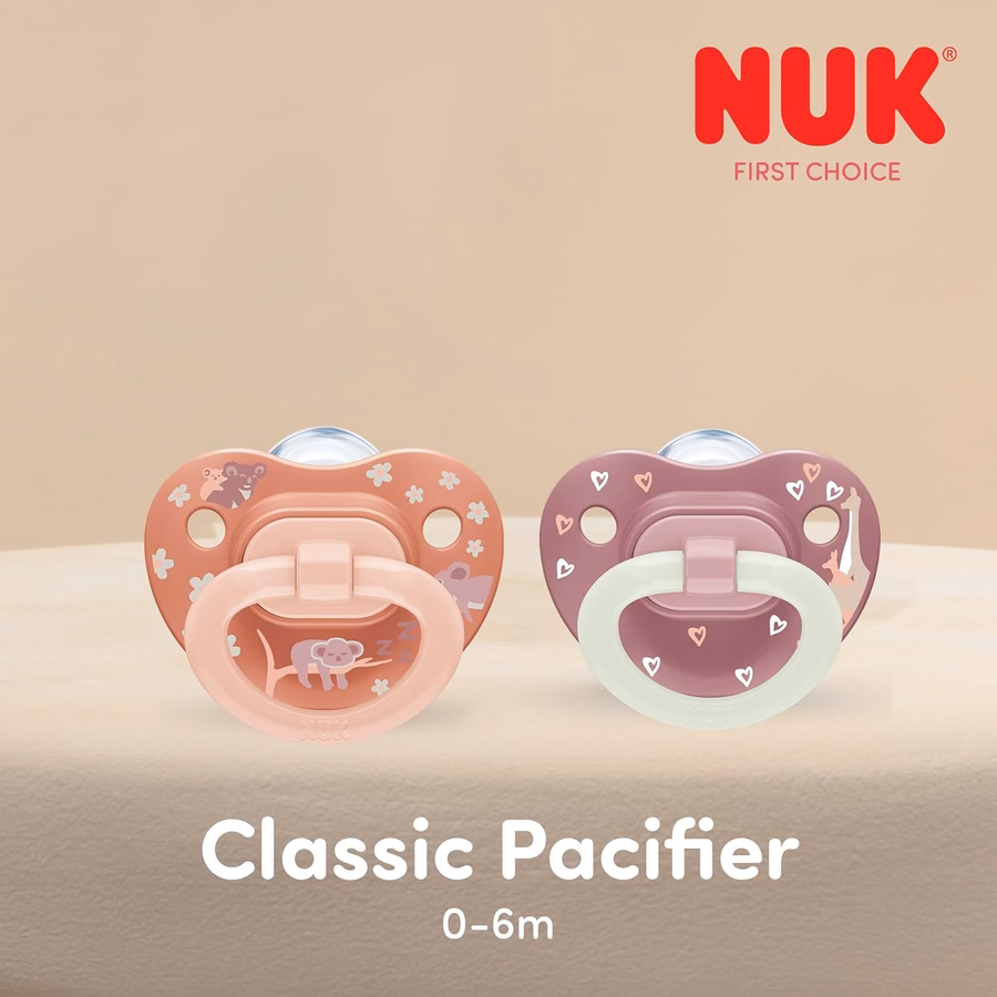NUK First Choice Classic Orthodontic Baby Pacifier, 0-6 Months Newborn Pacifier, Orange & Pink, Newborn Essentials, 5-Pack : Health & Household