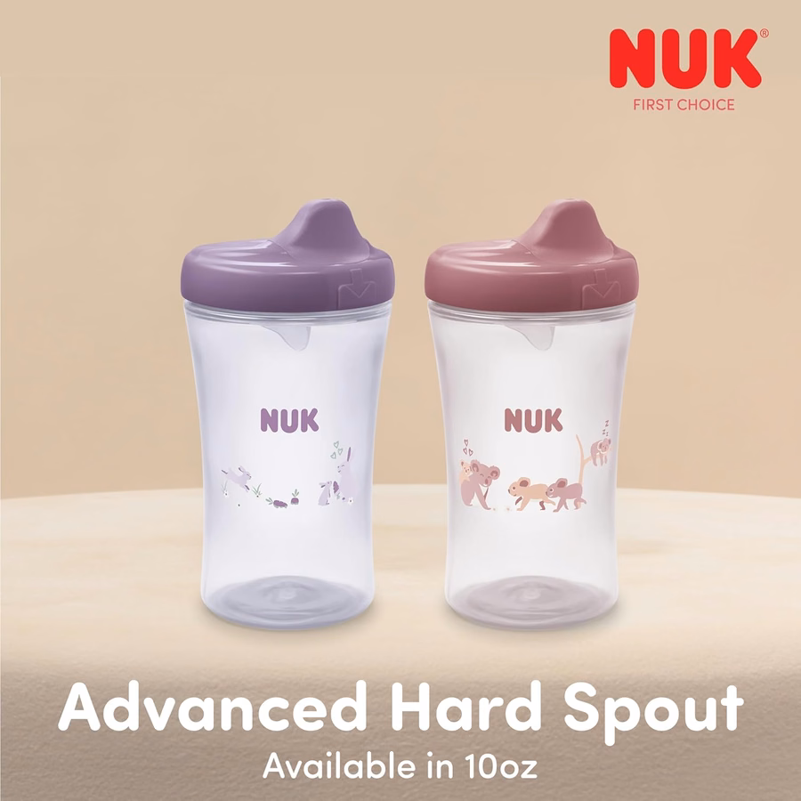 NUK First Choice Sesame Street Active Hard Spout Straw Cup 2.0, 10 oz. Sippy Cup with On-the-Go Carry Clip, Lightweight, Leak Proof, Spill Proof Cup, 2-Pack : Baby