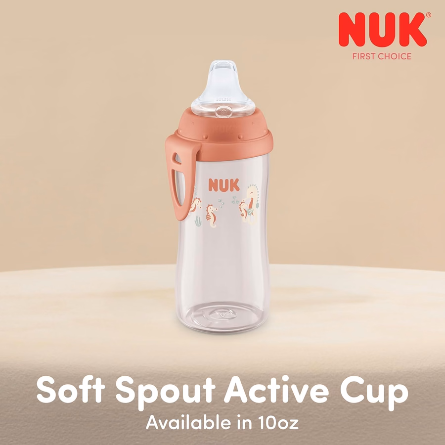 NUK First Choice Toy Story Active Cup 2.0, 10oz. Soft Spout Sippy Cup with On-the-Go Carry Clip, Lightweight, Leak Proof, Spill Proof Cup, 2-pack : Baby